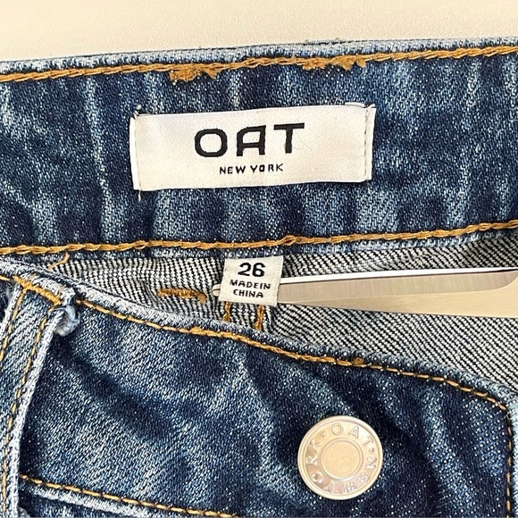 Oat New York Slim Wide Leg Crop Mid Rise Slouch Kick Boot Jean Medium Wash 26 - Picture 8 of 10